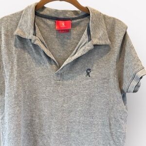 🐠Vicomte A Slim Fit polo shirt buttonless striped cuffs blue white small